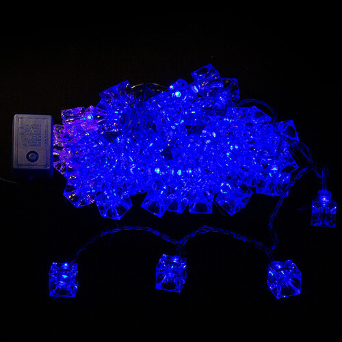 Светодиодная гирлянда Кубики 60 синих LED ламп 6.7 м, прозрачный ПВХ, контроллер Snowmen