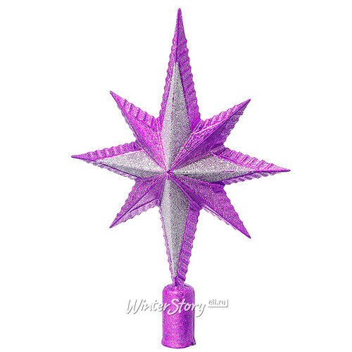Верхушка Рождественская Звезда 29 см фиолетовая с серебром Snowmen