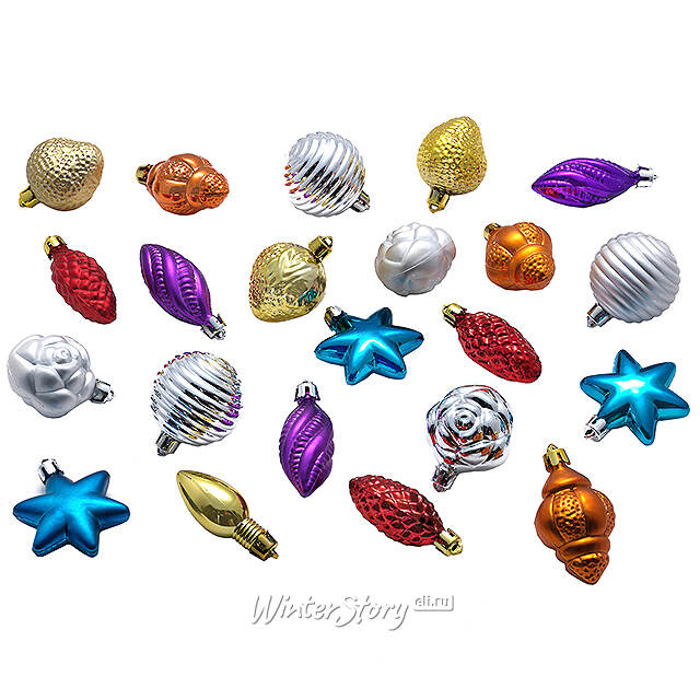 Набор елочных игрушек Фигурный, 7 см, 24 шт, пластик, подвеска Snowmen