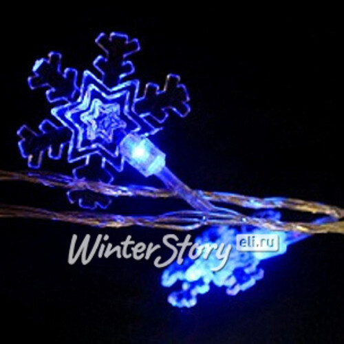 Светодиодная гирлянда Снежинки 24 синих LED лампы 6.3 м, прозрачный ПВХ Snowmen