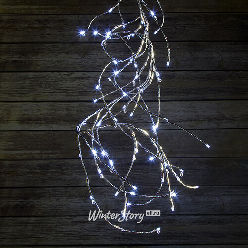 Электрогирлянда "Серебряная веточка", 60 LED ламп, 1.6м, белые лампы Snowmen