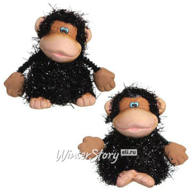 Обезьянка керамическая в черной шубке, 8 см Snowmen