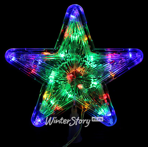 Верхушка светящаяся Звезда 24 см разноцветная 30 LED ламп контроллер Snowmen