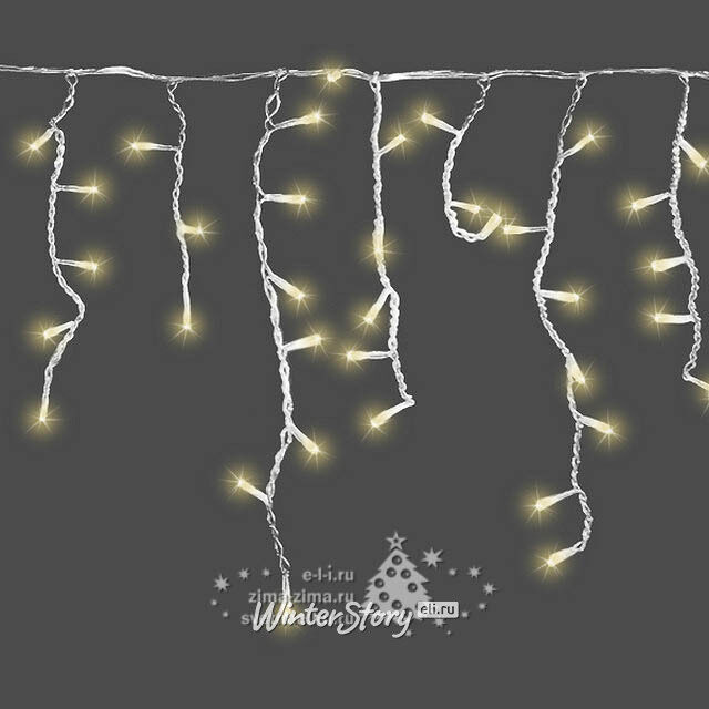 Светодиодная бахрома Premium Led 4.8*0.9 м, 348 шампань LED, прозрачный СИЛИКОН, соединяемая, IP67 BEAUTY LED