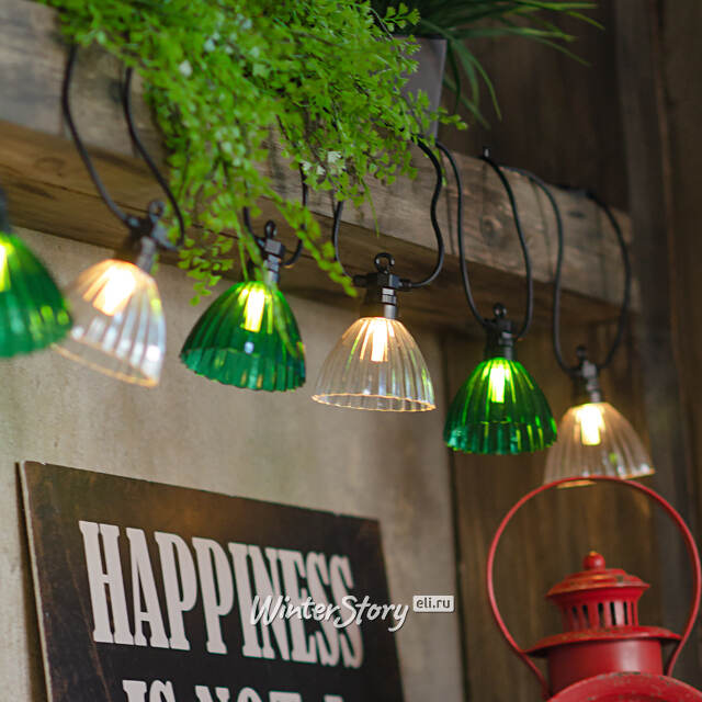 Гирлянда из лампочек Flower Party Lights 5 м, 10 ламп, теплые белые LED, черный ПВХ, соединяемая, IP44 Winter Deco