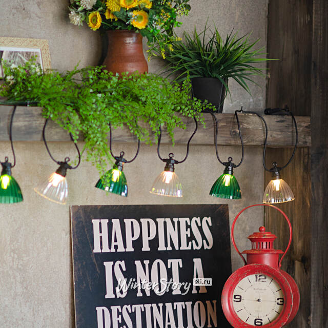 Гирлянда из лампочек Flower Party Lights 5 м, 10 ламп, теплые белые LED, черный ПВХ, соединяемая, IP44 Winter Deco