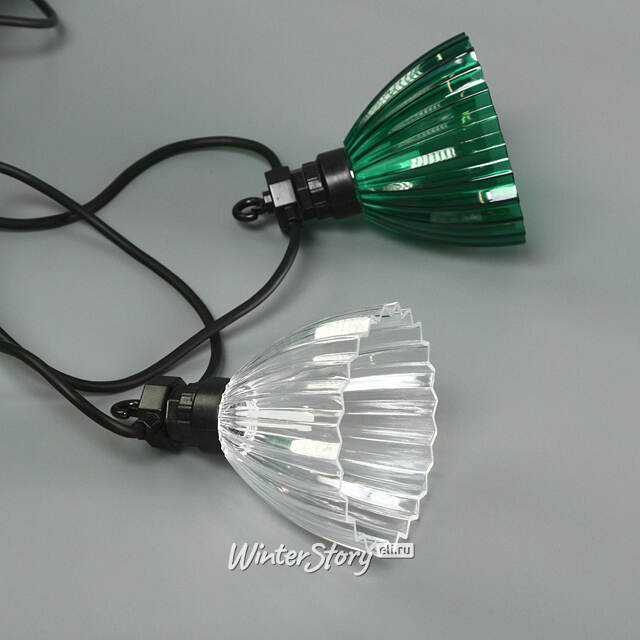 Гирлянда из лампочек Flower Party Lights 5 м, 10 ламп, теплые белые LED, черный ПВХ, соединяемая, IP44 Winter Deco