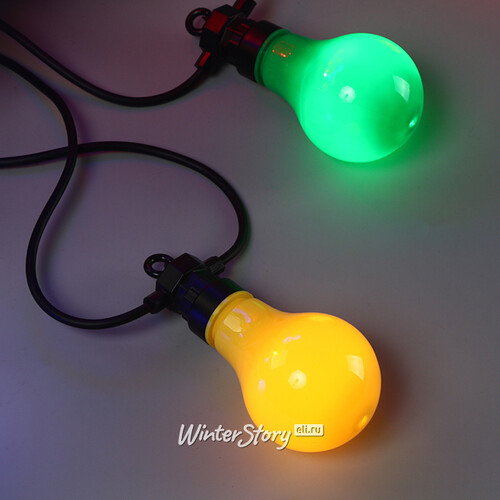 Гирлянда из лампочек Big Party Lights 10 м, 20 ламп, разноцветные LED, черный ПВХ, соединяемая, IP44 Winter Deco