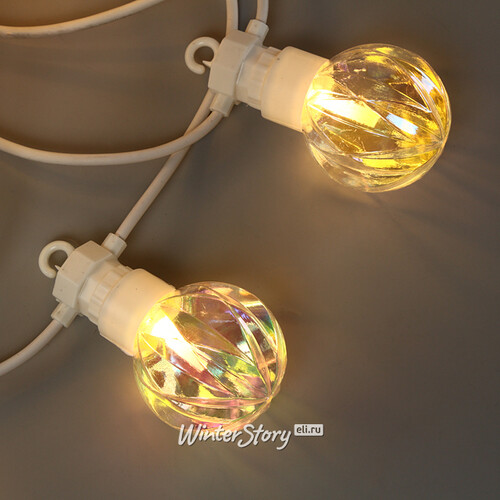 Гирлянда из лампочек Pearl Party Lights 10 м, 20 ламп, теплые белые LED, белый ПВХ, соединяемая, IP44 Winter Deco