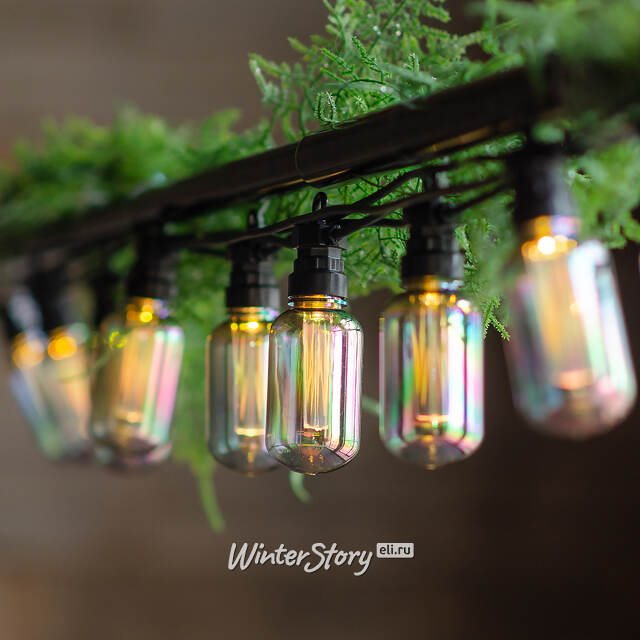 Гирлянда из лампочек Benzine Party Lights 10 м, 20 ламп, теплые белые LED, черный ПВХ, соединяемая, IP44 Winter Deco