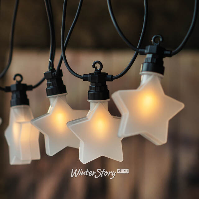 Гирлянда из лампочек Star Party Lights 10 м, 20 ламп, теплые белые LED, черный ПВХ, соединяемая, контроллер, IP44 Winter Deco