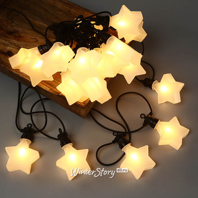 Гирлянда из лампочек Star Party Lights 10 м, 20 ламп, теплые белые LED, черный ПВХ, соединяемая, контроллер, IP44 Winter Deco