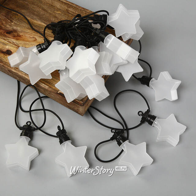Гирлянда из лампочек Star Party Lights 10 м, 20 ламп, теплые белые LED, черный ПВХ, соединяемая, контроллер, IP44 Winter Deco