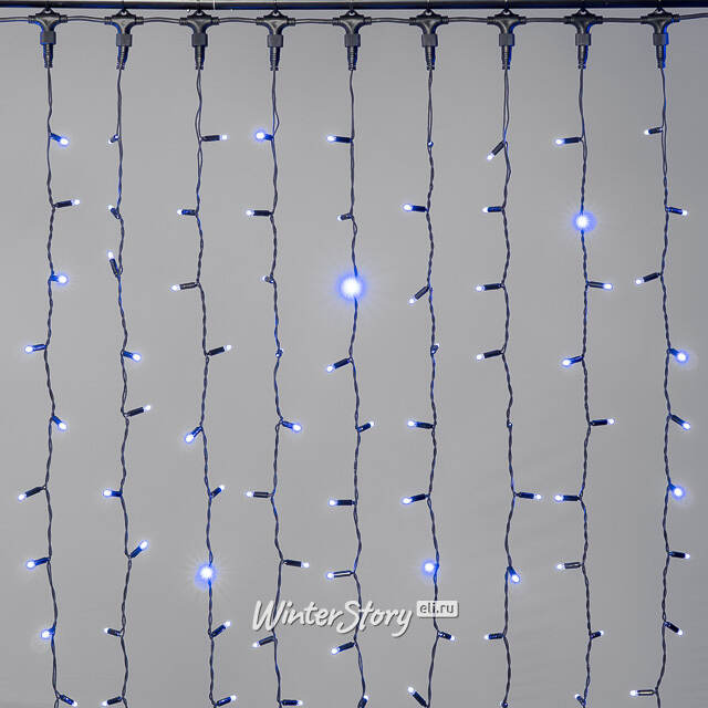 Гирлянда штора 2*2 м, 400 синих LED ламп, черный эко-каучук, соединяемый, IP65 BEAUTY LED