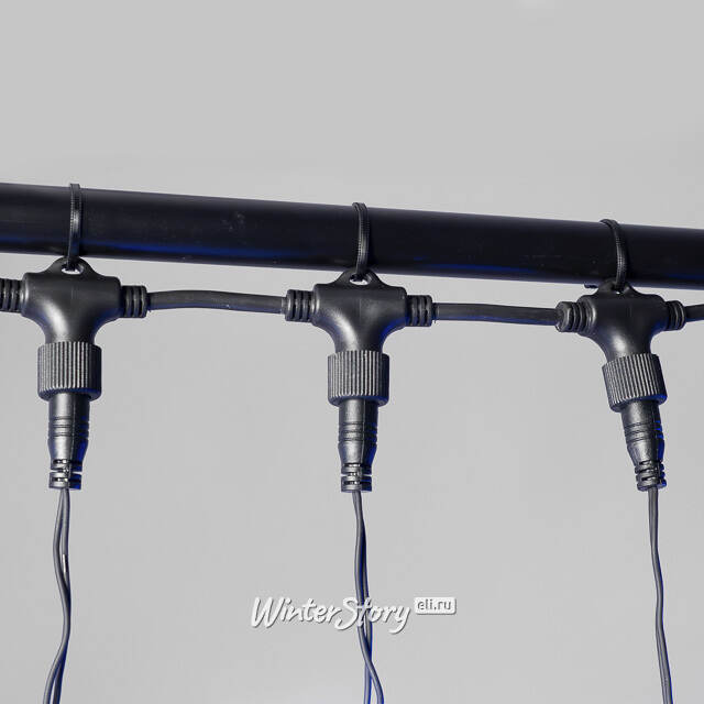 Гирлянда штора 2*2 м, 400 синих LED ламп, черный эко-каучук, соединяемый, IP65 BEAUTY LED