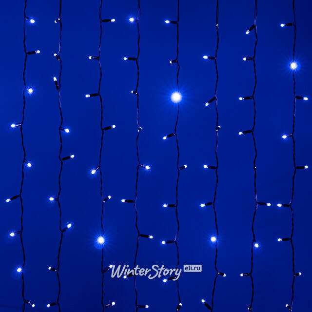 Гирлянда штора 2*2 м, 400 синих LED ламп, черный эко-каучук, соединяемый, IP65 BEAUTY LED