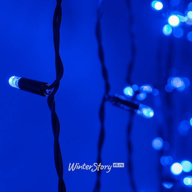 Гирлянда штора 2*2 м, 400 синих LED ламп, черный эко-каучук, соединяемый, IP65 BEAUTY LED
