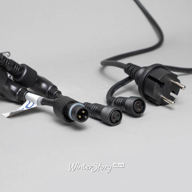 Гирлянда штора 2*2 м, 400 синих LED ламп, черный эко-каучук, соединяемый, IP65 BEAUTY LED