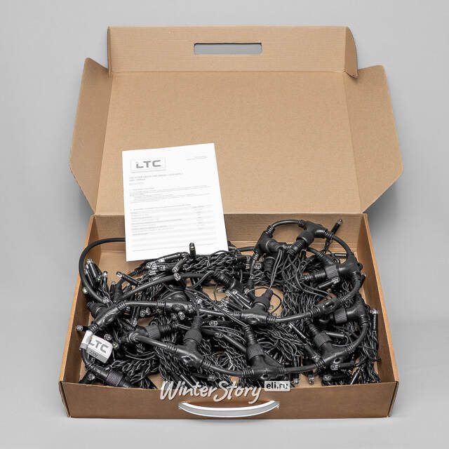 Гирлянда штора 2*2 м, 400 синих LED ламп, черный эко-каучук, соединяемый, IP65 BEAUTY LED