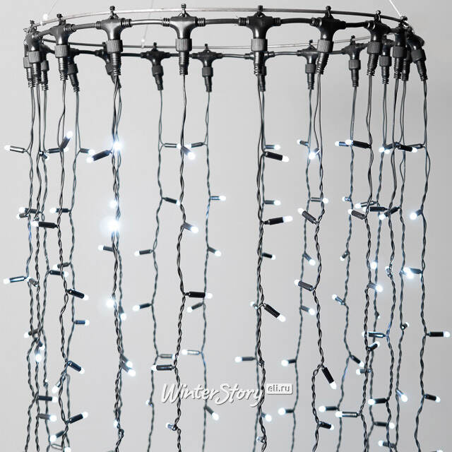 Гирлянда штора 2*2 м, 400 холодных белых LED ламп, черный эко-каучук, соединяемый, IP65 BEAUTY LED