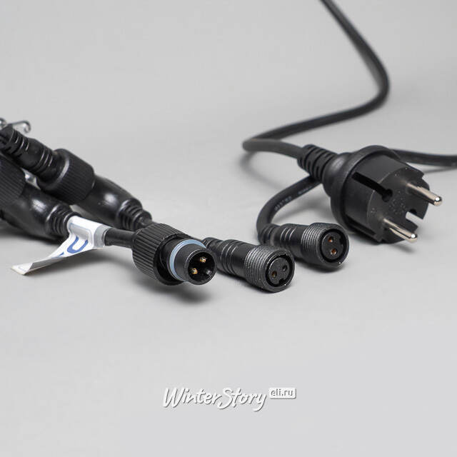 Гирлянда штора 2*2 м, 400 холодных белых LED ламп, черный эко-каучук, соединяемый, IP65 BEAUTY LED