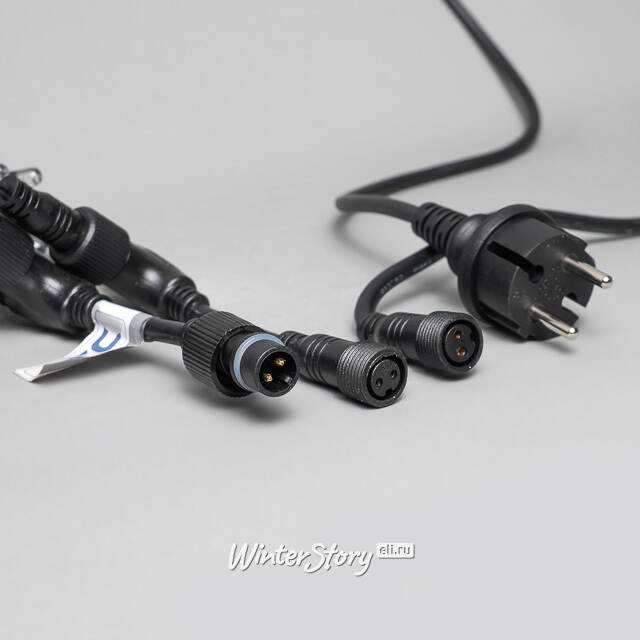 Гирлянда штора 2*2 м, 400 теплых белых LED ламп, черный эко-каучук, соединяемый, IP65 BEAUTY LED