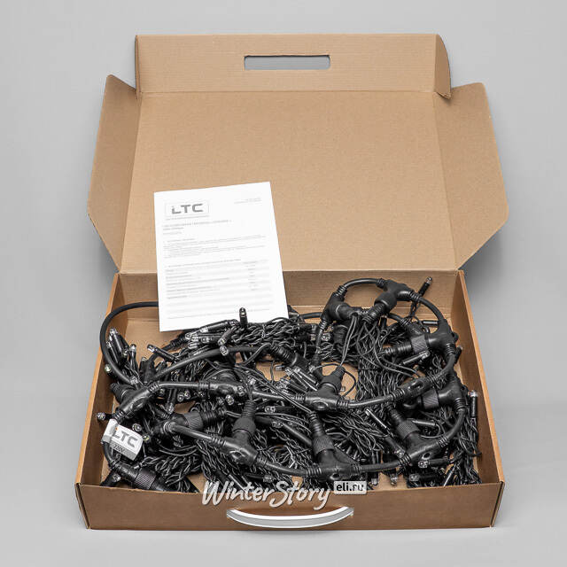 Гирлянда штора 2*2 м, 400 теплых белых LED ламп, черный эко-каучук, соединяемый, IP65 BEAUTY LED