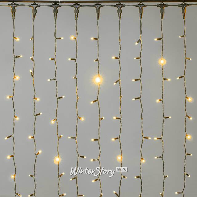 Гирлянда штора 2*2 м, 400 желтых LED ламп, черный эко-каучук, соединяемый, IP65 BEAUTY LED