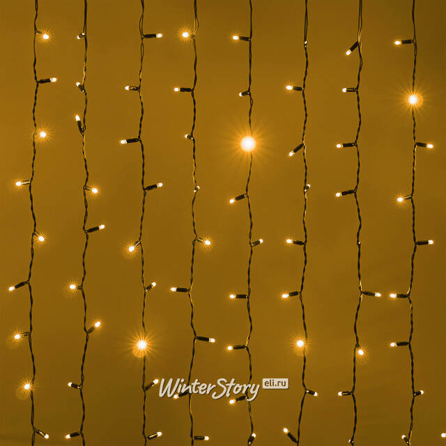 Гирлянда штора 2*2 м, 400 желтых LED ламп, черный эко-каучук, соединяемый, IP65 BEAUTY LED