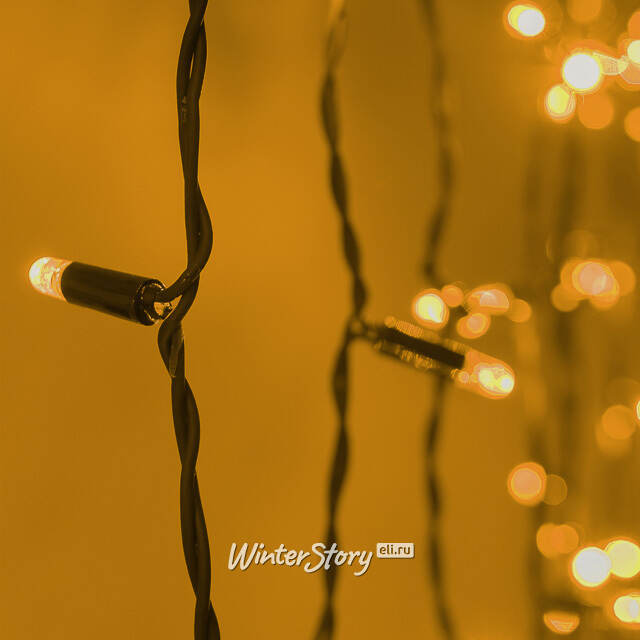 Гирлянда штора 2*2 м, 400 желтых LED ламп, черный эко-каучук, соединяемый, IP65 BEAUTY LED