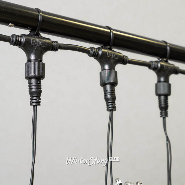 Гирлянда штора 2*3 м, 600 теплых белых LED ламп, черный эко-каучук, соединяемый, IP65 BEAUTY LED