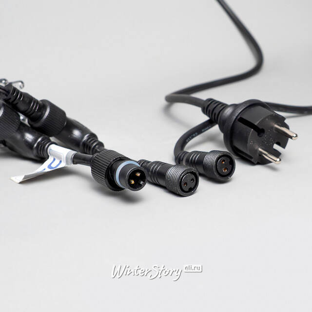 Гирлянда штора 2*3 м, 600 теплых белых LED ламп, черный эко-каучук, соединяемый, IP65 BEAUTY LED