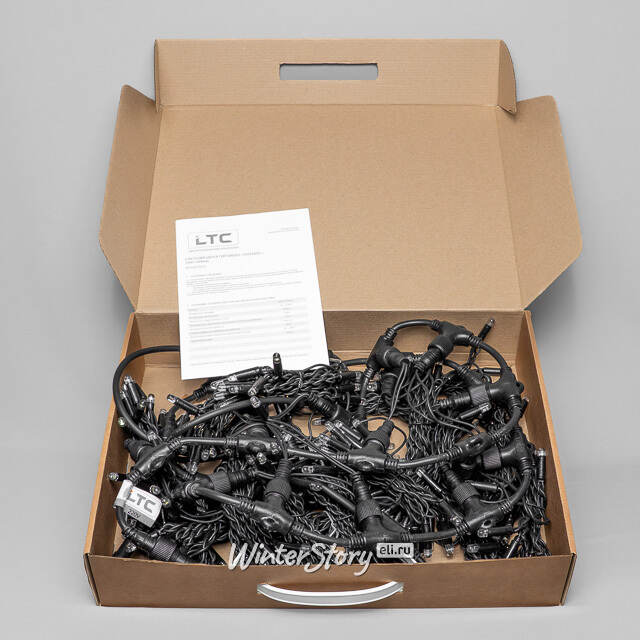 Гирлянда штора 2*3 м, 600 теплых белых LED ламп, черный эко-каучук, соединяемый, IP65 BEAUTY LED