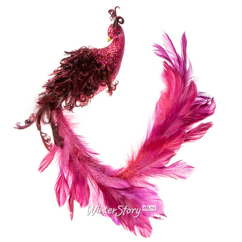 Елочное украшение Птица Императрица 50*9 см розовая, клипса Katherine’s Collection