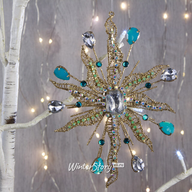 Елочная игрушка Снежинка Небесная лазурь 18*13 см, подвеска Katherine’s Collection