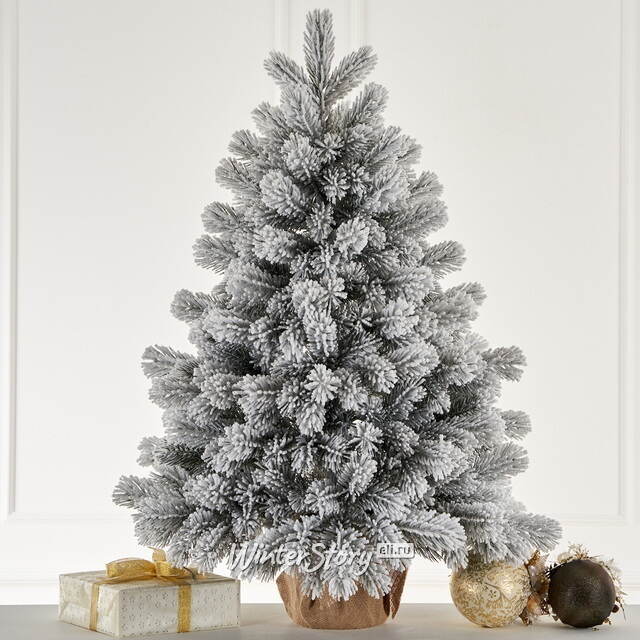 Настольная елка в мешочке Императрица заснеженная 70 см, ЛИТАЯ 100% Max Christmas