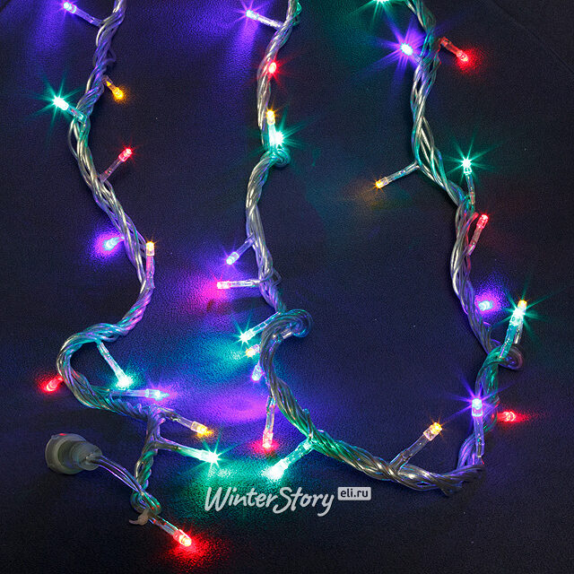 Светодиодная гирлянда 200 разноцветных LED ламп 10 м, прозрачный ПВХ, контроллер, IP44 Snowmen