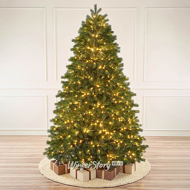 Искусственная елка с лампочками Императрица Elite 240 см, 1410 теплых белых ламп с мерцанием, ЛИТАЯ 100% Max Christmas