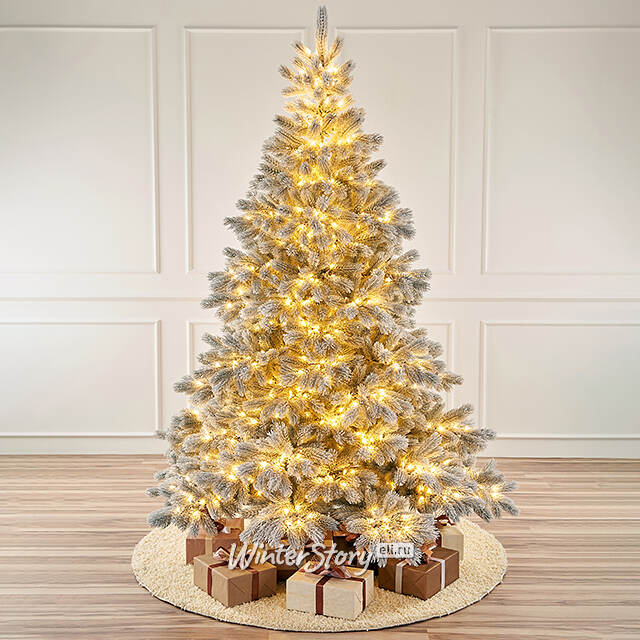 Искусственная елка с лампочками Монблан Elite: Дымчатая 3 м заснеженная, 1780 теплых белых ламп с мерцанием, ЛИТАЯ 100% Max Christmas