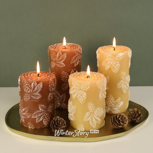 Декоративная свеча Еловый Лес 10 см бежевая Koopman