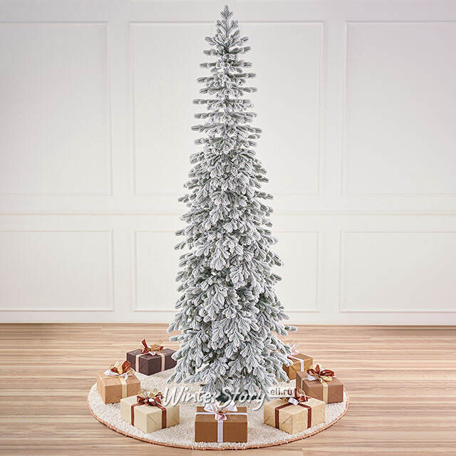 Искусственная стройная елка Тикко заснеженная 255 см, ЛИТАЯ 100% Max Christmas