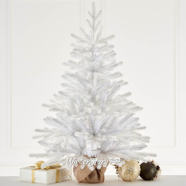 Настольная белая елка в мешочке Полярная 60 см, ЛИТАЯ + ПВХ Max Christmas