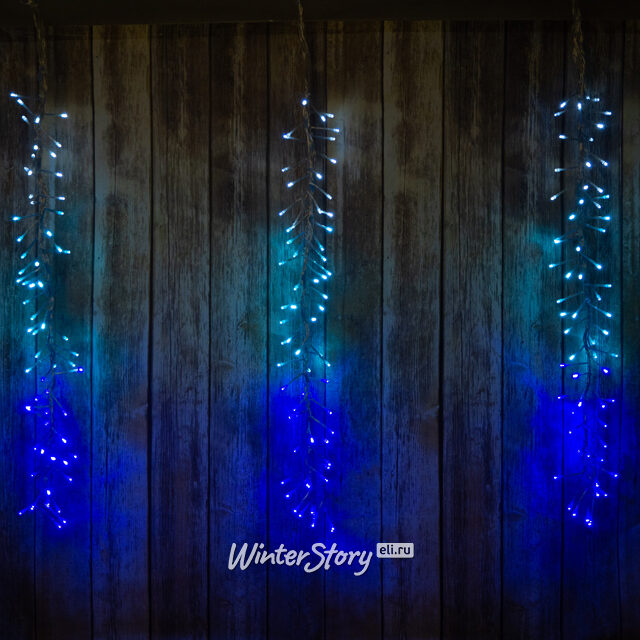 Светодиодная бахрома Бегущий Огонь Premium Led 2*1 м, 320 холодных белых/небесно-голубых/синих LED ламп,  прозрачный СИЛИКОН, соединяемая, контроллер, IP67 BEAUTY LED