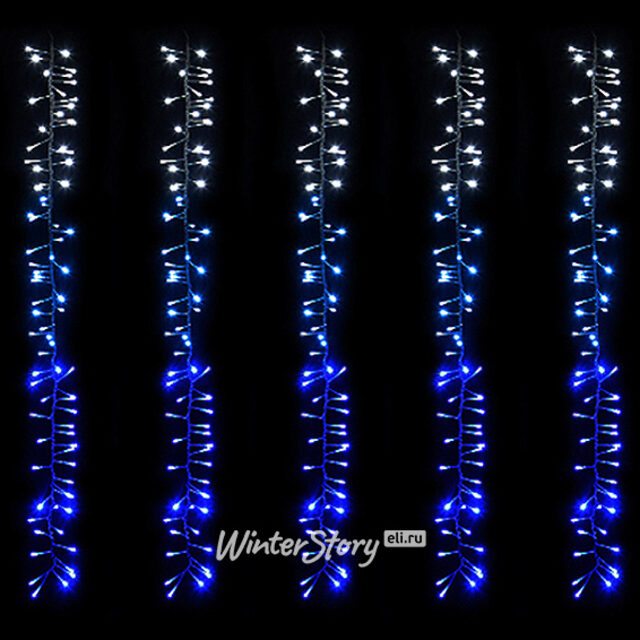 Светодиодный занавес Бегущий огонь Premium Led 2*1.6 м, 150 холодных белых/голубых/синих LED ламп, прозрачный силикон, контроллер, IP54 BEAUTY LED