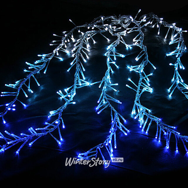 Светодиодный занавес Бегущий огонь Premium Led 2*1.6 м, 150 холодных белых/голубых/синих LED ламп, прозрачный силикон, контроллер, IP54 BEAUTY LED