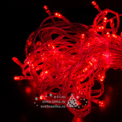 Светодиодная гирлянда 24V Premium Led 200 красных LED ламп 20 м, прозрачный СИЛИКОН, соединяемая, IP54 BEAUTY LED