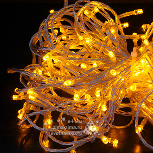 Светодиодная гирлянда 24V Premium Led 200 желтых LED ламп 20 м, прозрачный СИЛИКОН, соединяемая, IP54 BEAUTY LED