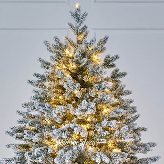 Искусственная елка с лампочками Версальская заснеженная 180 см, 334 теплые белые лампы, ЛИТАЯ 100% Max Christmas