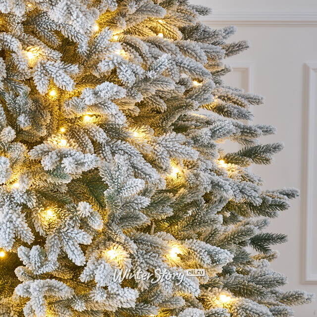 Искусственная елка с лампочками Версальская заснеженная 180 см, 334 теплые белые лампы, ЛИТАЯ 100% Max Christmas