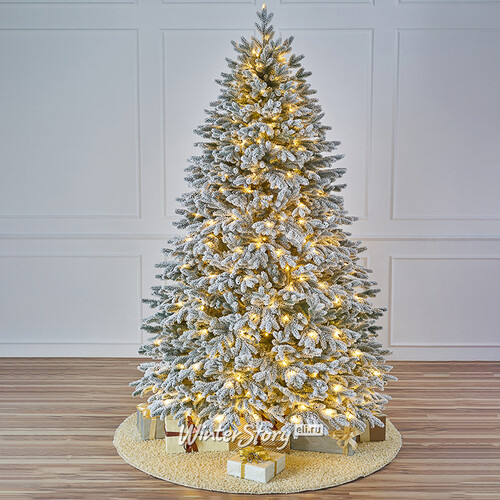 Искусственная елка с лампочками Версальская заснеженная 180 см, 334 теплые белые лампы, ЛИТАЯ 100% Max Christmas